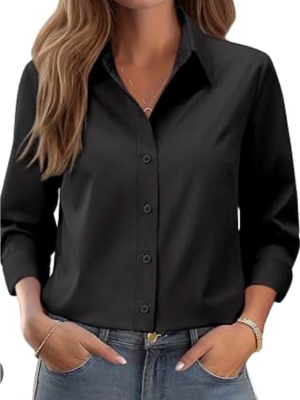 Preston & York Black Button-Down Women's Shirt